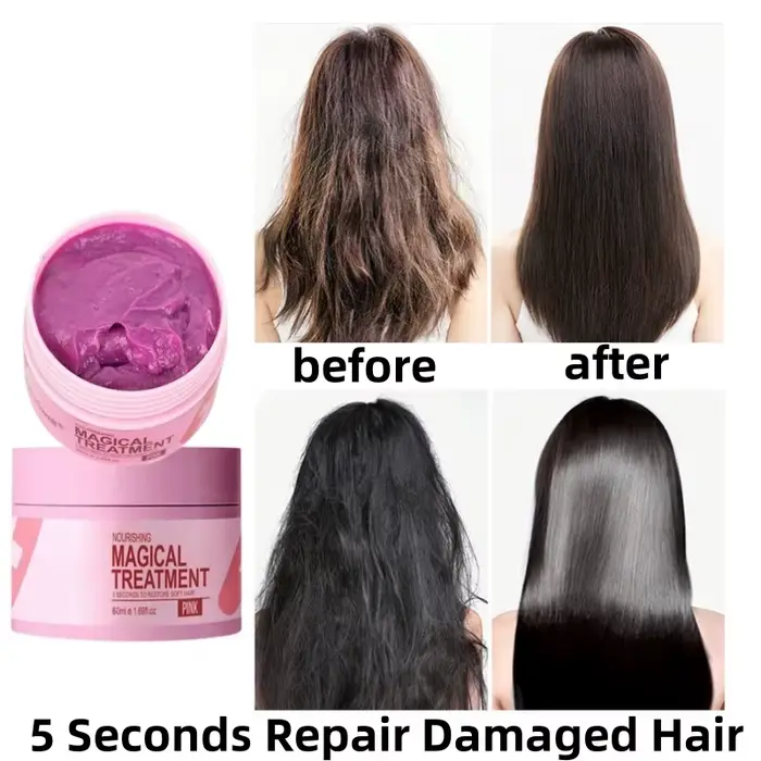 Masque capillaire magique 5 secondes, réparation des cheveux endommagés, crépus, doux, lisse, brillant, hydratant en profondeur, soin, huile essentielle, 60ml