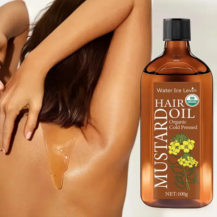 Huile de Moutarde Bio Pressée à Froid pour Cheveux - Acide Hyaluronique et Vitamines