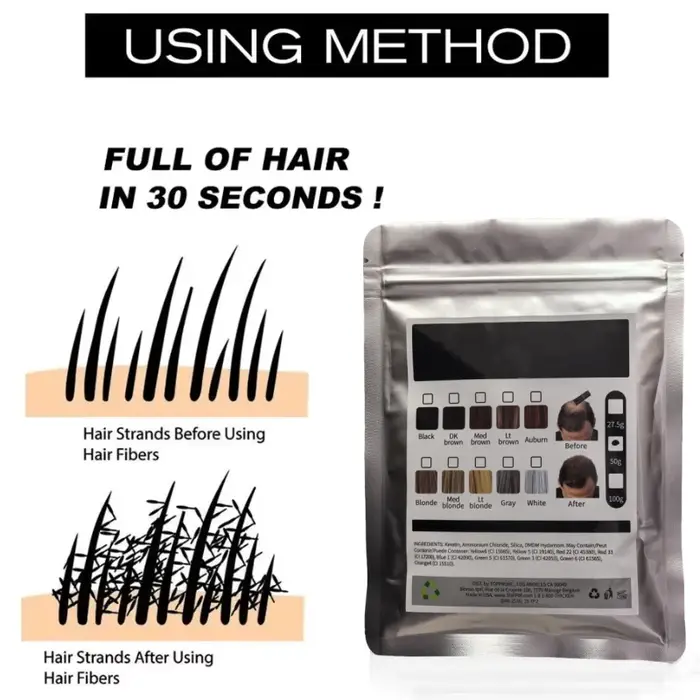 100g Fibres capillaires en kératine en poudre pour densification instantanée des cheveux