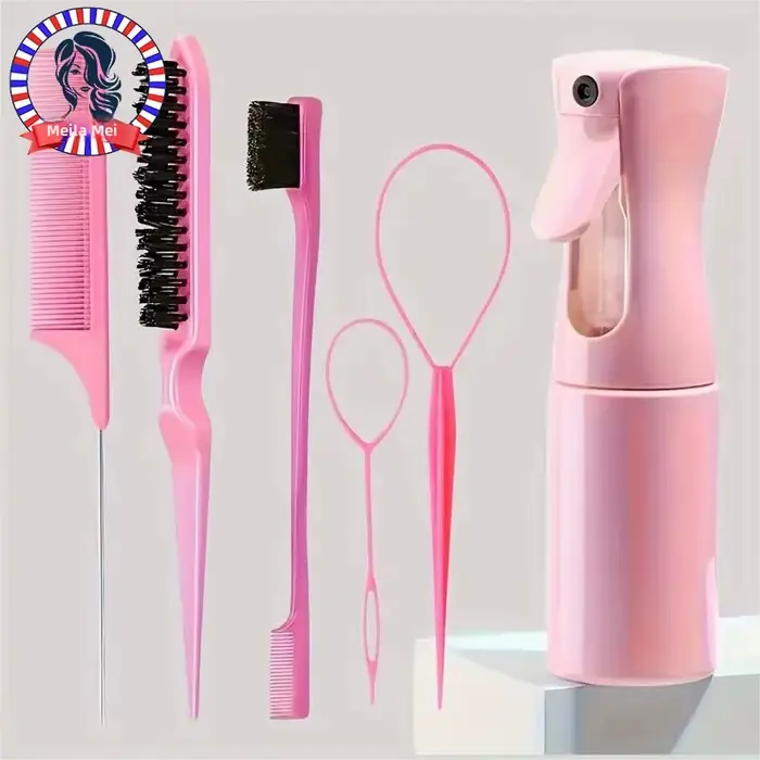 6 pièces/ensemble ensemble de brosses à cheveux coiffure vaporisateur bouteille