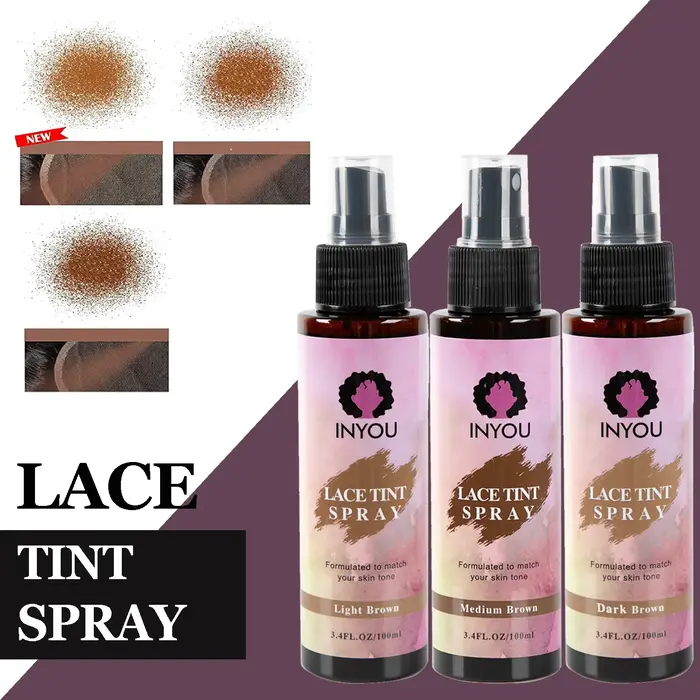 Spray de teinte pour perruque en dentelle - Brun foncé, brun moyen, brun clair, spray de teinte pour