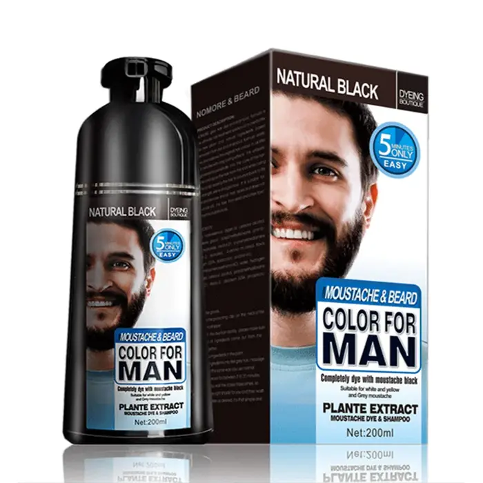 Shampoing de teinture pour barbe noire naturelle, coloration permanente longue durée pour hommes, él