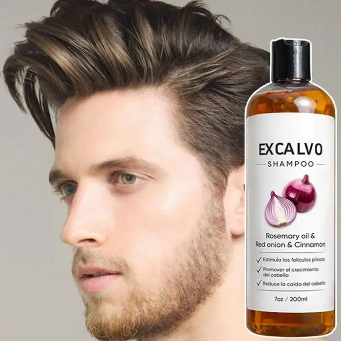 EXCALVO Shampoing naturel à l'oignon pour la croissance des cheveux 200ml Anti-chute Nourrissant Renforce les follicules pileux Soin du cuir chevelu
