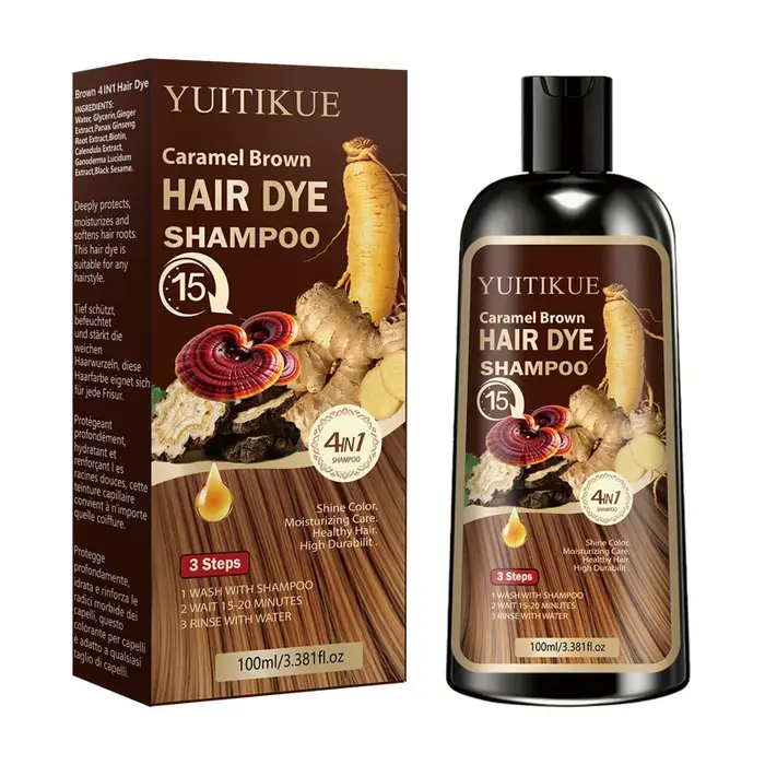 YUITIKUE Shampooing colorant pour cheveux brun caramel