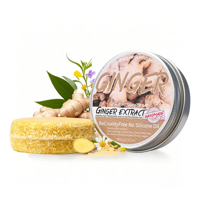 Savon shampoing solide au gingembre, savon au glycérine rafraîchissant et contrôlant l'huile, savon 
