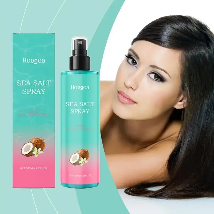 Spray capillaire au sel de mer Hoegoa, apaise le cuir chevelu, nourrit en profondeur les mèches, hyd
