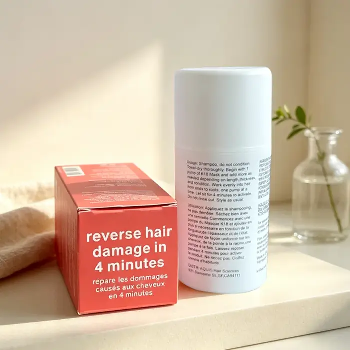 Masque capillaire réparateur moléculaire sans rinçage à la kératine et aux peptides pour reconstituer les liaisons capillaires, renforcer la force et l'élasticité des cheveux décolorés et traités.