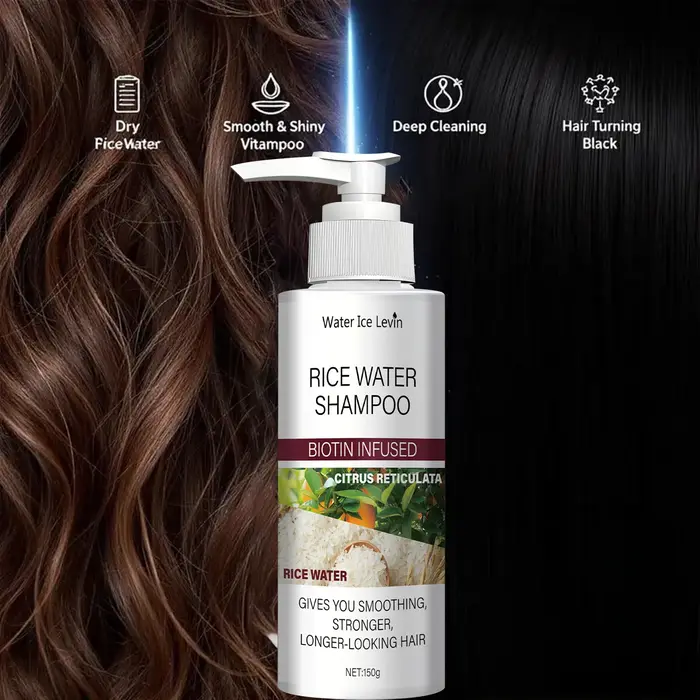 Shampoing à l'Eau de Riz à la Biotine et Kératine - Lissage et Renforcement