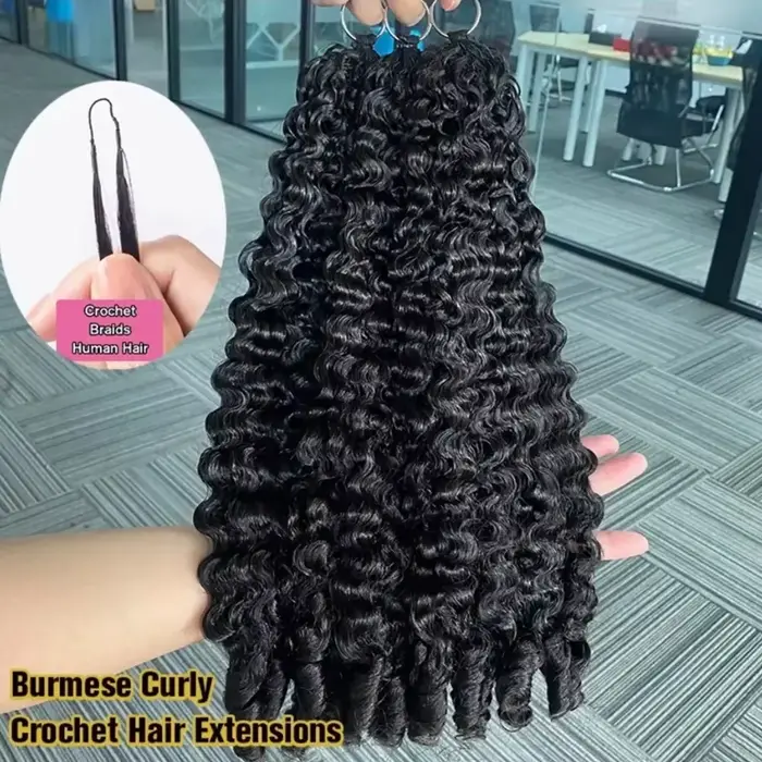 Extensions de cheveux humains bouclés au crochet