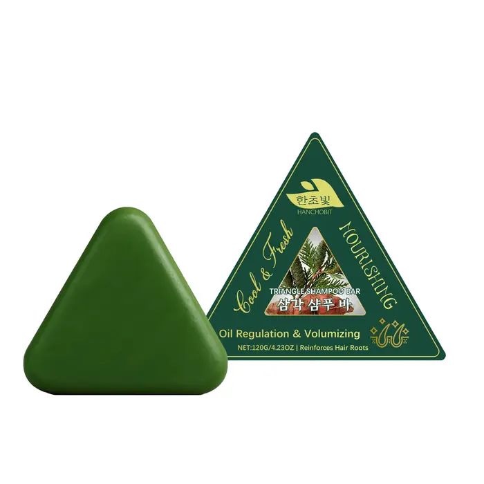 Barre de shampoing nourrissante à base de plantes triangulaires, nettoyage du cuir chevelu, réduit l
