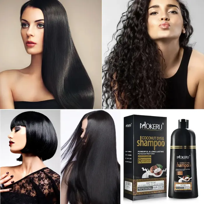 Mokeru-Shampooing colorant 3 en 1, longue durée en continu, cheveux, femmes et hommes