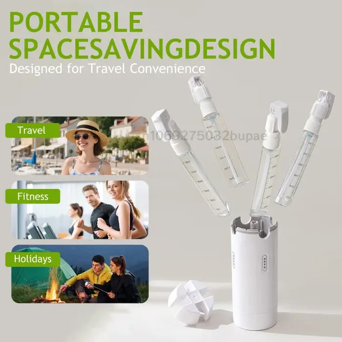 Distributeur de voyage 4-en-1, flacon de shampoing rechargeable portable, adaptateur de voyage, flacon pulvérisateur rechargeable détachable, transparent et visible