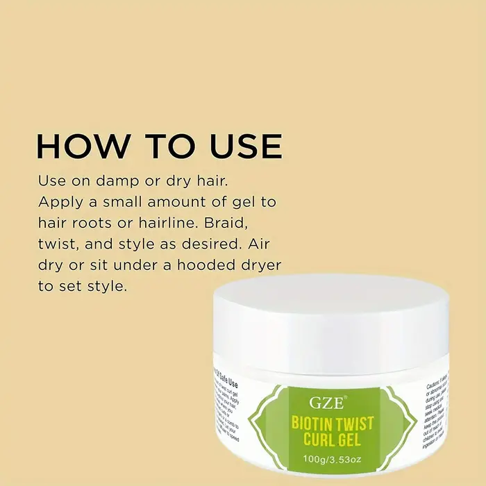 GZE Biotin Twist Curl Gel Cresissance des cheveux - Gel coiffant hydratant avec biotine