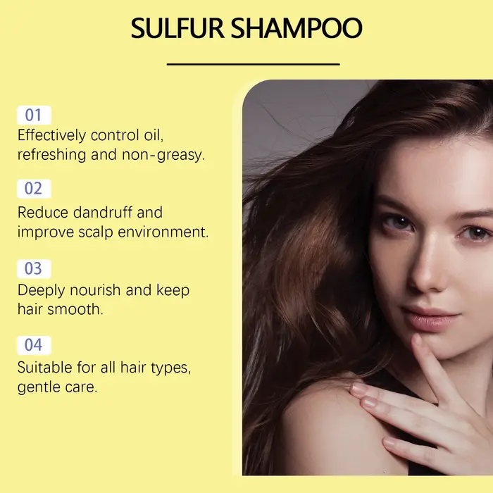 Shampoo au Soufre EELHOE Contrôle du Sébum Hydratant Nettoyage des Cheveux Prévention de la Chute