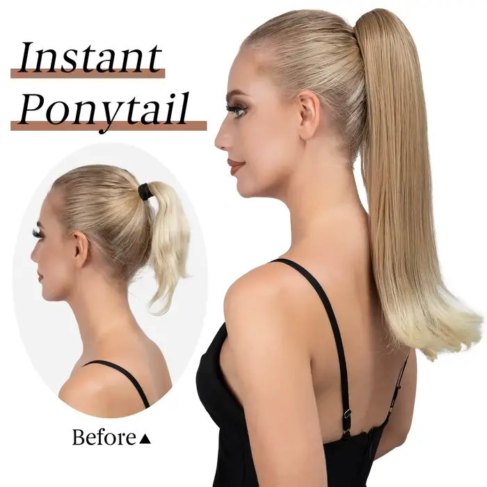 Pince à griffe synthétique en queue de cheval Extensions de cheveux postiche longue soyeuse droite f