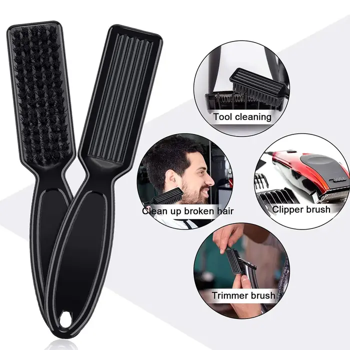 Ensemble de brosses de barbier, plumeau de cou, manche en plastique, brosse de nettoyage de cheveux