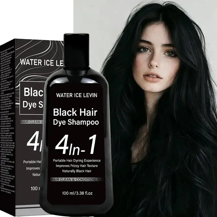 Shampooing colorant pour cheveux noir naturel 4 en 1, avec huile de gingembre et de ginseng, pour li