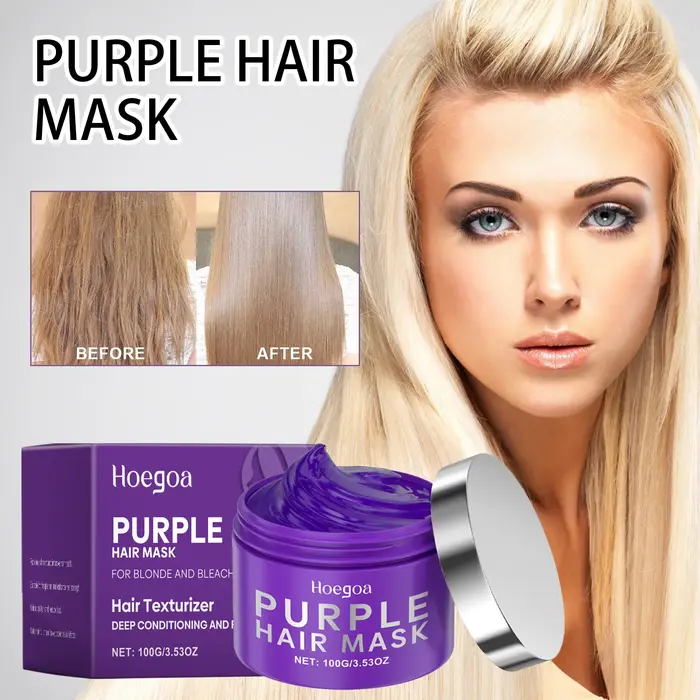 Masque capillaire à la kératine violette, traitement de réparation des protéines pour cheveux blonds