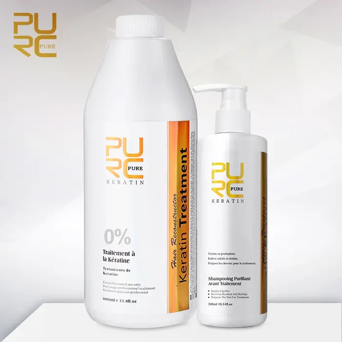 PURC 1000ml kératine 300ml shampooing traitement lissant les cheveux produits pour cheveux bouclés é