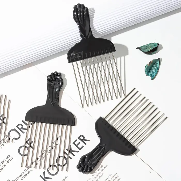Peigne Afro afro-américain en métal noir pour Salon d'outils de coiffure