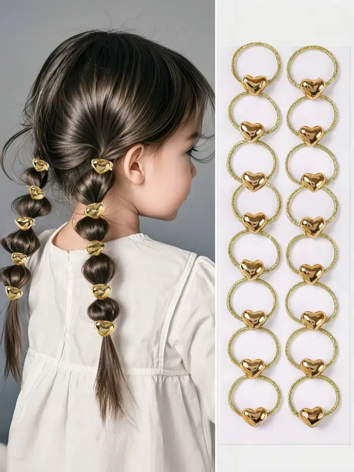 Lot de 10 jolis élastiques pour cheveux de style princesse pour bébés filles, avec paillettes dorées