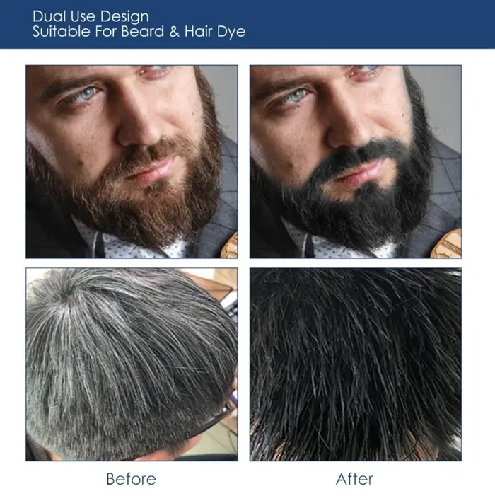 Shampoing de teinture de barbe Permanent naturel longue durée 30ml * 2 pour hommes élimination