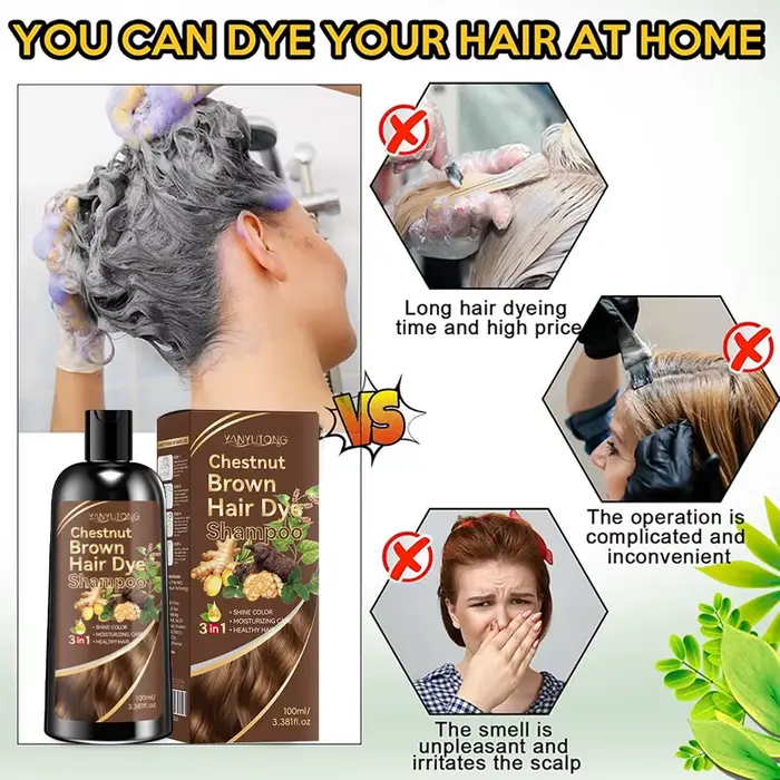 Shampoing traité de couleur au curcuma 3 en 1, shampooing nourrissant traité de couleur, formule dou